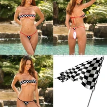 Черный и белый шахматный матч узел флаг серия линия обернутая Грудь* 3701* нижнее белье трусики для женщин T-back
