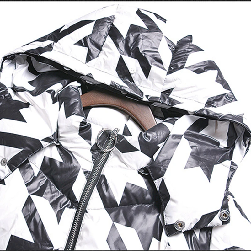 Зимняя Новинка, черная, белая длинная парка, хлопковая куртка с гусиными лапами, наружный слой, утепленное Женское пальто с капюшоном, LCY74