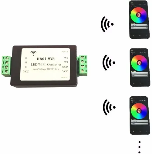 H801 WiFi LED диммер RGBW WIFI контроллер вход по DC5 24V выход 4CH * 4A|wifi led controller|led wifi controllerled