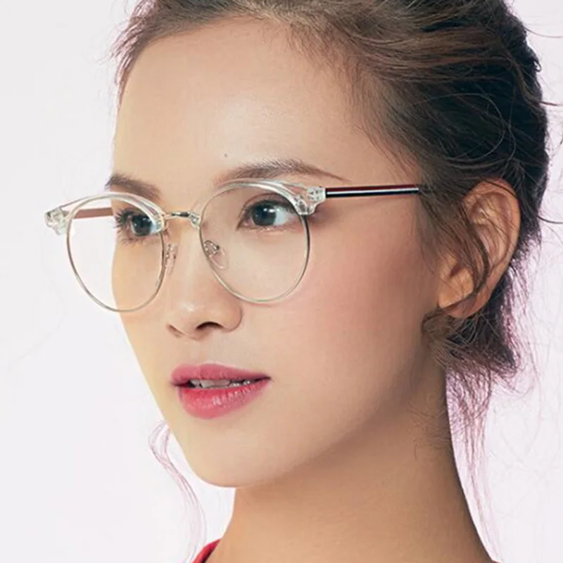 red metal eyeglass frames