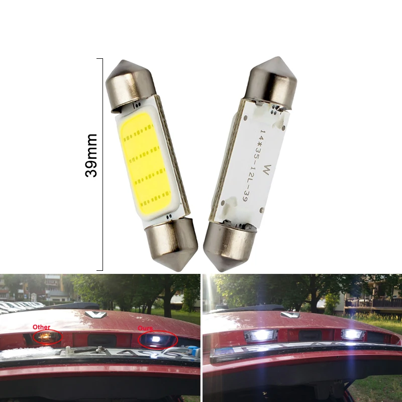 2x C5W C10W светодиодный гирлянда из початков 31 мм 36 мм/39 мм/41, 42 мм, версия для автомобилей лампы 12V Интерьер светильник номерного знака Лампа для чтения Белый 6500K