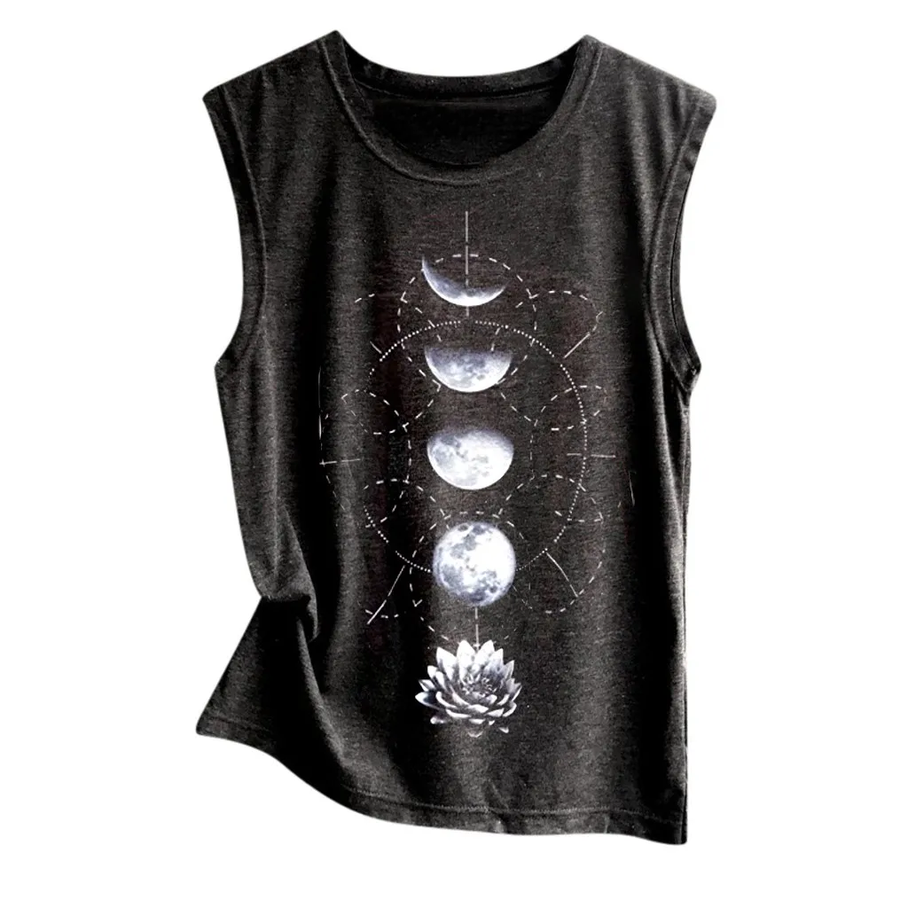

Women's Print Vest Casual Loose Top Sleeveless Tank Sport Pullover Tunic Top