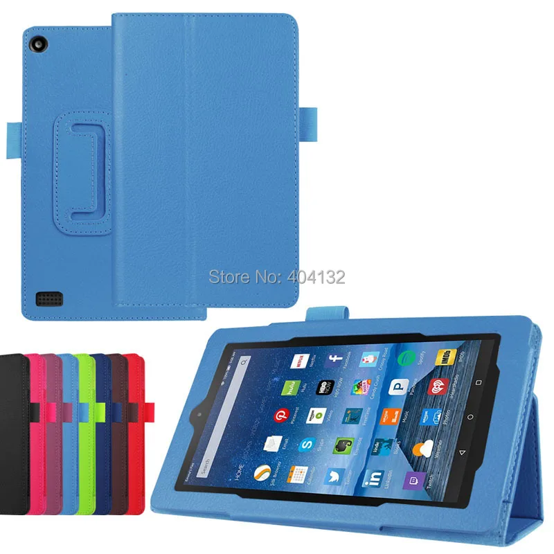 New 2015 Litchi Stand PU Cover For Amazon Kindle Fire HD 7