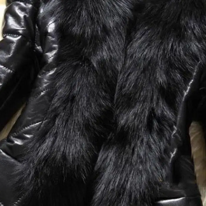 Женская мода Длинный рукав искусственный мех обычная кожа осень, зима Свободная куртка толстое повседневное пальто на молнии