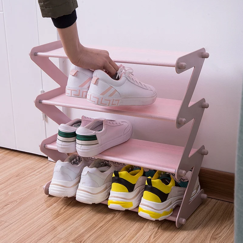 Simple Stainless Steel Assembled Shoe Rack Save Space Slippers High Heels Home Dormitory Foldable Multi-Layer Storage Dark Gra