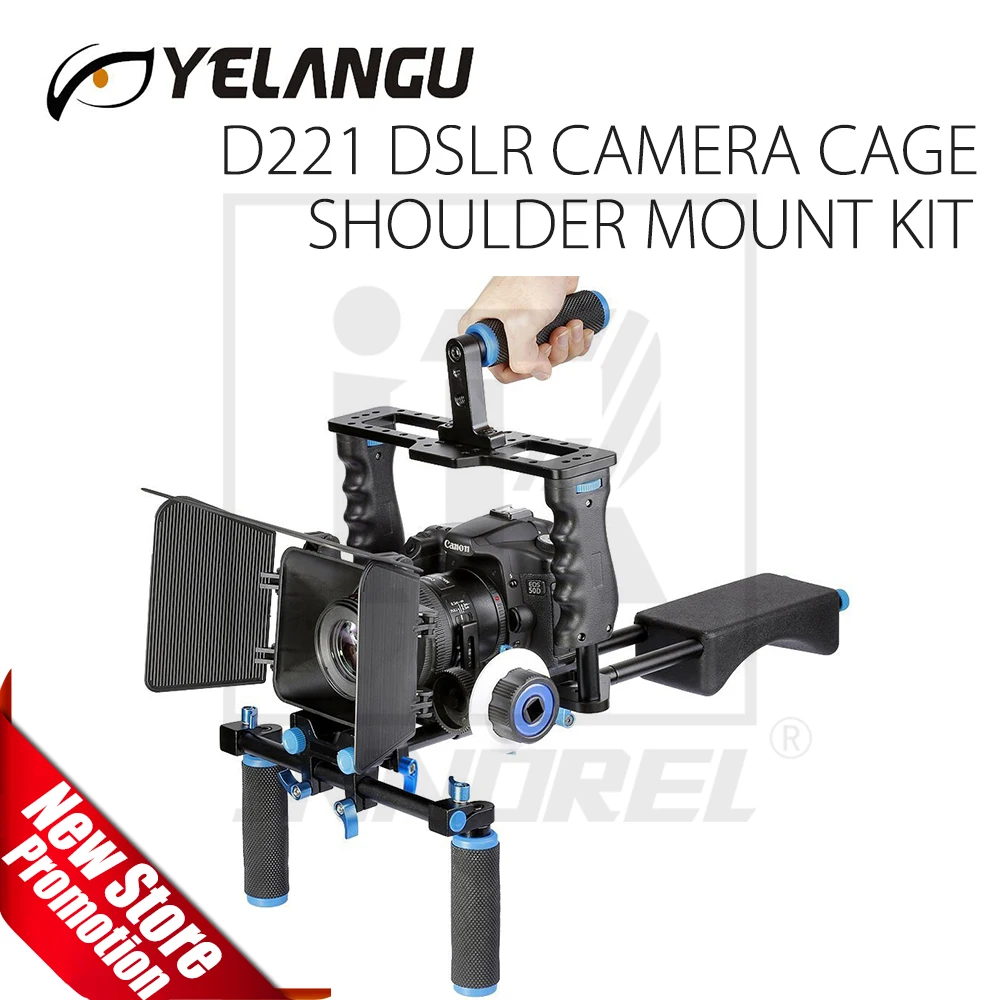 US $146.91 YELANGU D221 Professional DSLR Video Rig Shoulder Camera Stabilizer Matte Box Follow Focus Cage for Canon Nikon Sony DSLR