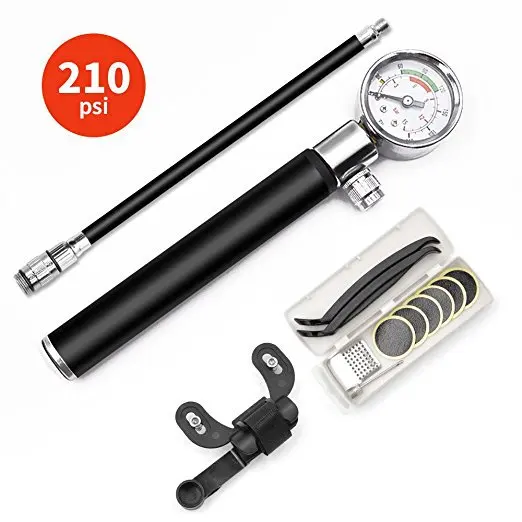

Portable Mini Pump For MTB Bicycle Balls Ultralight 210psi Aluminum Alloy bisiklet aksesuar Convenient Glue-free Tire Repair Kit