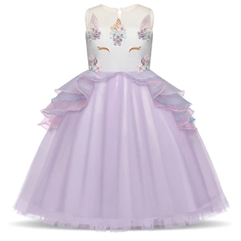 

Fancy Unicorn Baby Girl Dress For Evening Party Princess Outfits Unicornio Party Dresses Summer Clothes Girls Children 3-8 Yrs