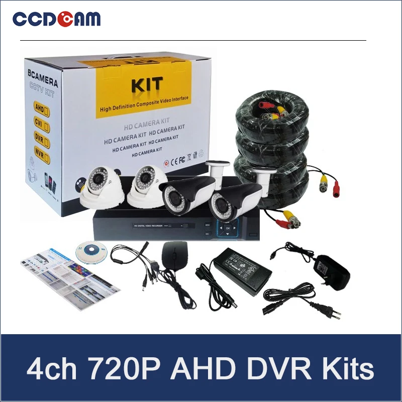

CCDCAM Free shipping 4ch full set CCTV DVR camera kits security camera system for home surveillance