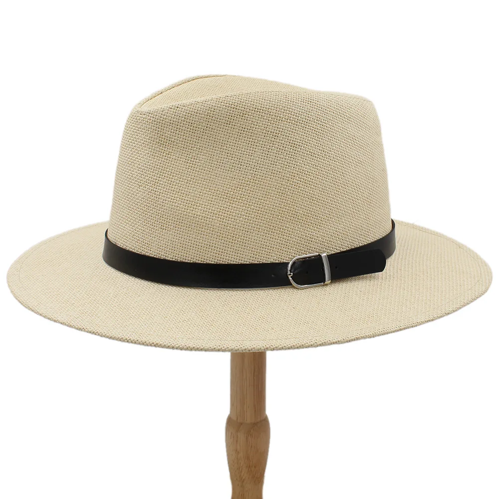 

Fashion Women Men Straw Summer Sun Hat With Wide Brim Panama Hat For Beach Sunbonnet Sunhat With Belt Size 56-58CM