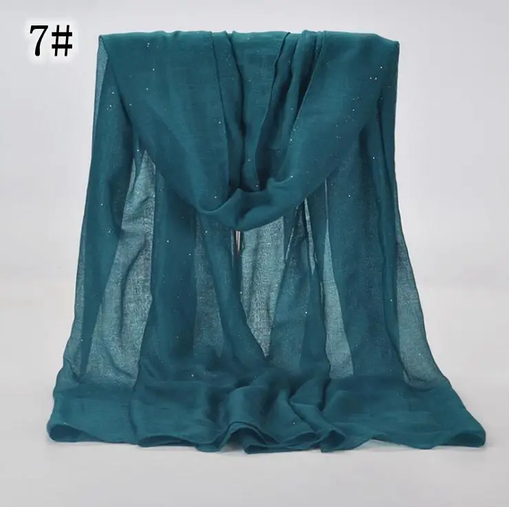 Плотная хиджаб Блеск Shimmer шарф из гладкой вискозы модные женские туфли шарф длинный Для женщин шаль мусульманская шаль 10 шт./лот