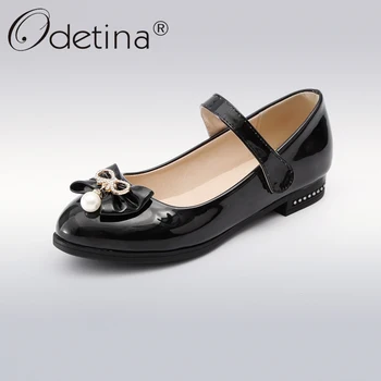 

Odetina New Fashion Women Bowknot Pumps Pearl Crystal Sweet Shoes Low Heel Hook & Loop Pumps Square Heel Candy Color Shoes