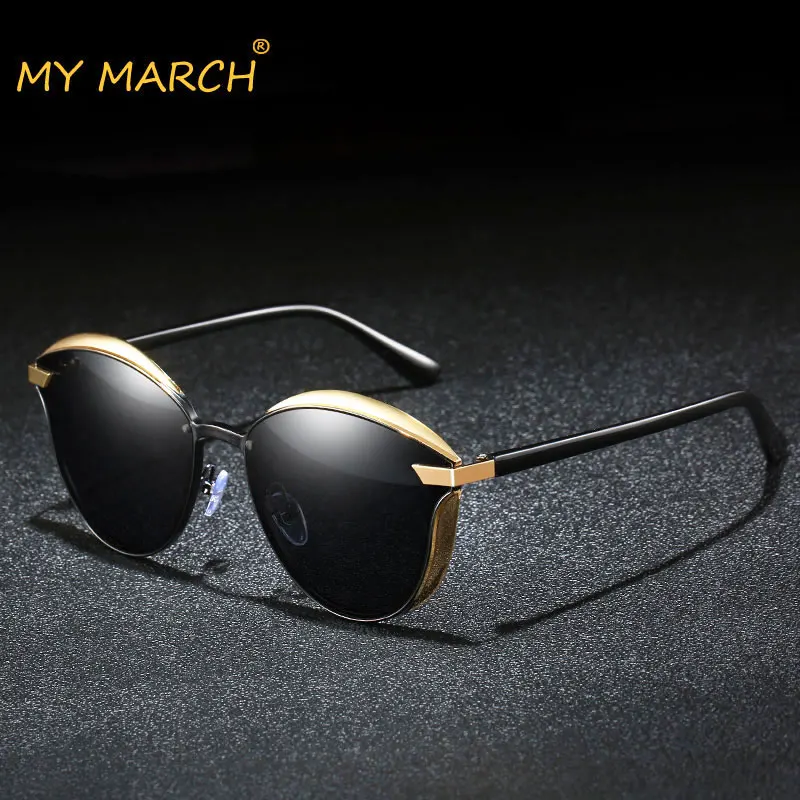 MYMARCH Brand Design Cat Eye Sunglasses Women Polarized Luxury Alloy Frame+TR90 Sun Glasses Fashion Retro Oculos De Sol Gafas