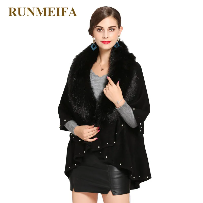 RUNMEIFA New Fashion Faux Fur Scarf For Women Noble Mantle Plus Size
