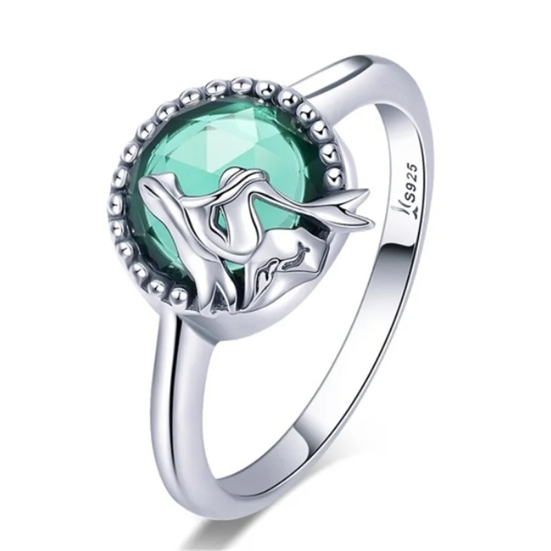 

2019 Sterling Silver Blue Crystal Mermaid Bubble Rings for Women Girls Gift Jewelry