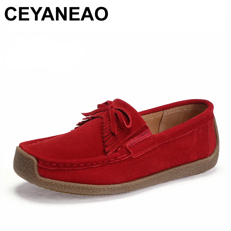 

CEYANEAO Women's Shoes Genuine Leather Flats Shoes Female Casual Flat Woman Loafers Spring Summer Autumn Leather Black Flat