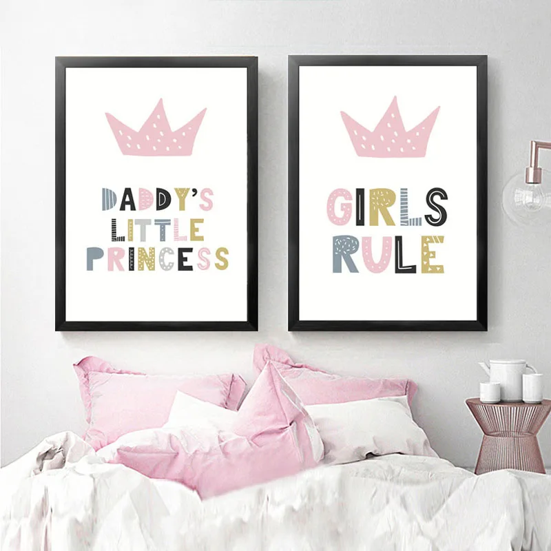 

Fashion Quote Canvas Art Print Poster, Girls Rule Poster Print For Home Decoration HD2055