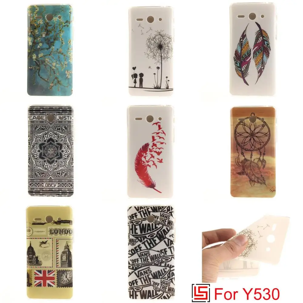 New Art Ultra Thin TPU Silicone Soft Phone Cell Mobile Case cubierta caso Cover For Huawei Hawei Ascend Y530 Owl Tree Feather |