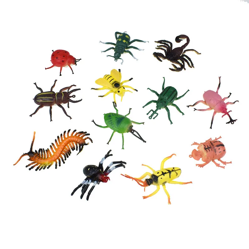 12 шт., имитация насекомых, паук-Скорпион, жук, пчела, сороконожка, крикет, игрушки, насекомые, модель для Хэллоуина, новинка, кляп, игрушки