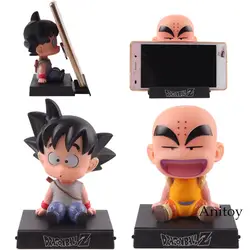 Dragon Ball Z статуя Son Goku Krillin фигурку качающейся головой телефон кронштейн держатель украшение автомобиля из ПВХ Коллекционная модель игрушки