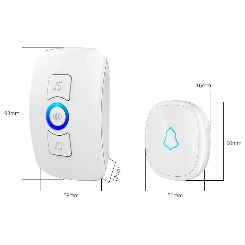 Fuers Home Security Welcome Wireless Doorbell Smart Chimes Doorbell Alarm LED light 32 Songs with Waterproof Touch Button