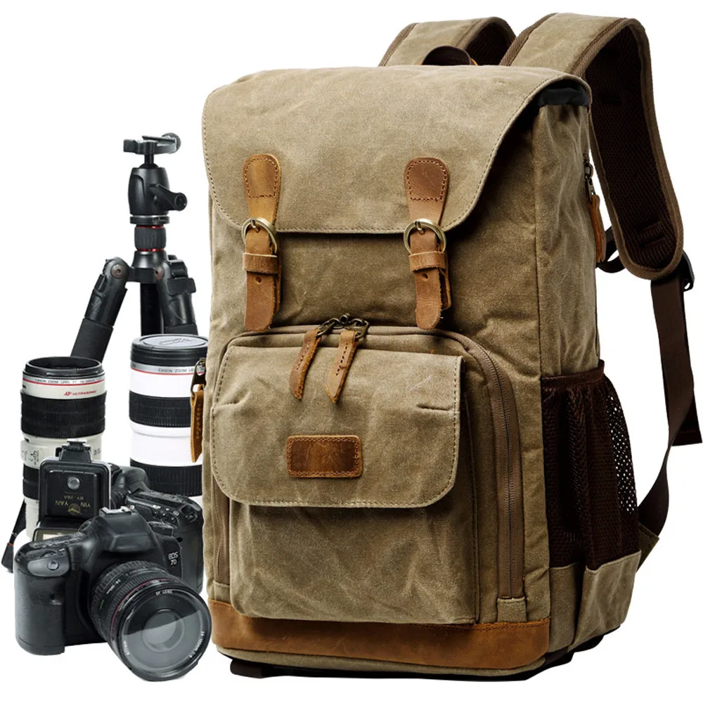 Популярный Высококачественный винтажный рюкзак для фотосъемки, водонепроницаемый функциональный тканевый рюкзак для фотосъемки на открытом воздухе, камера для скалолазания, видео сумка#15