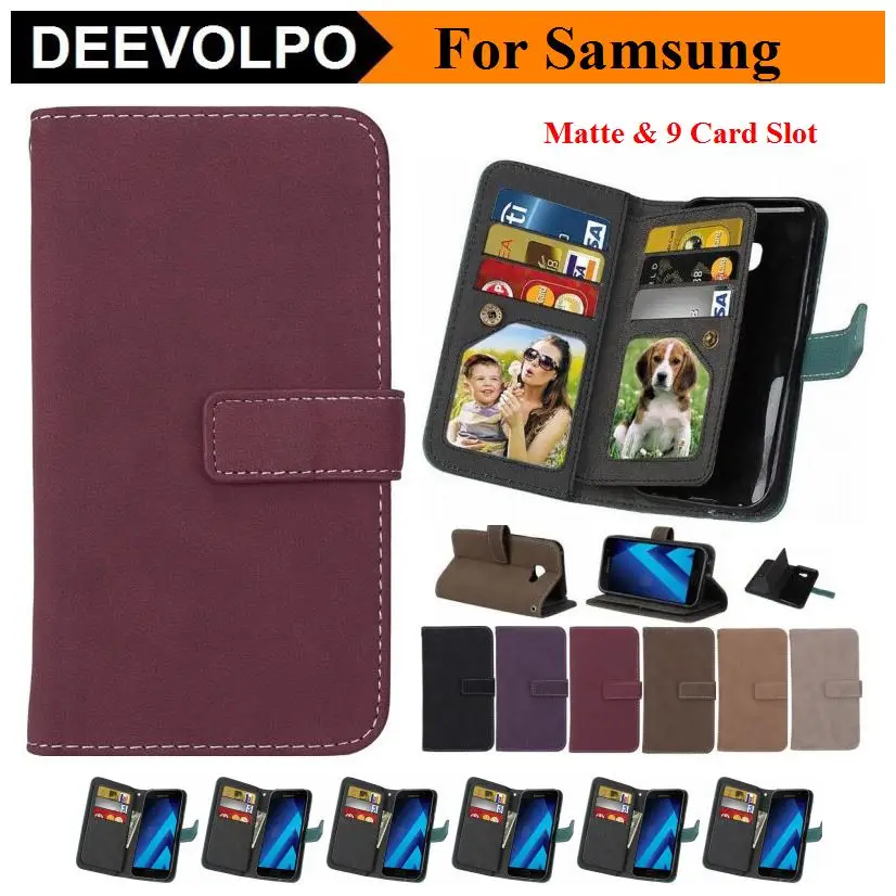 

DEEVOLPO Matte Fundas For Samsung J330 J530 J730 J3 Prime J5 2016 J7 2017 Note8 A320 A520 A720 G530 9 Card Slot Retro Cover D08H