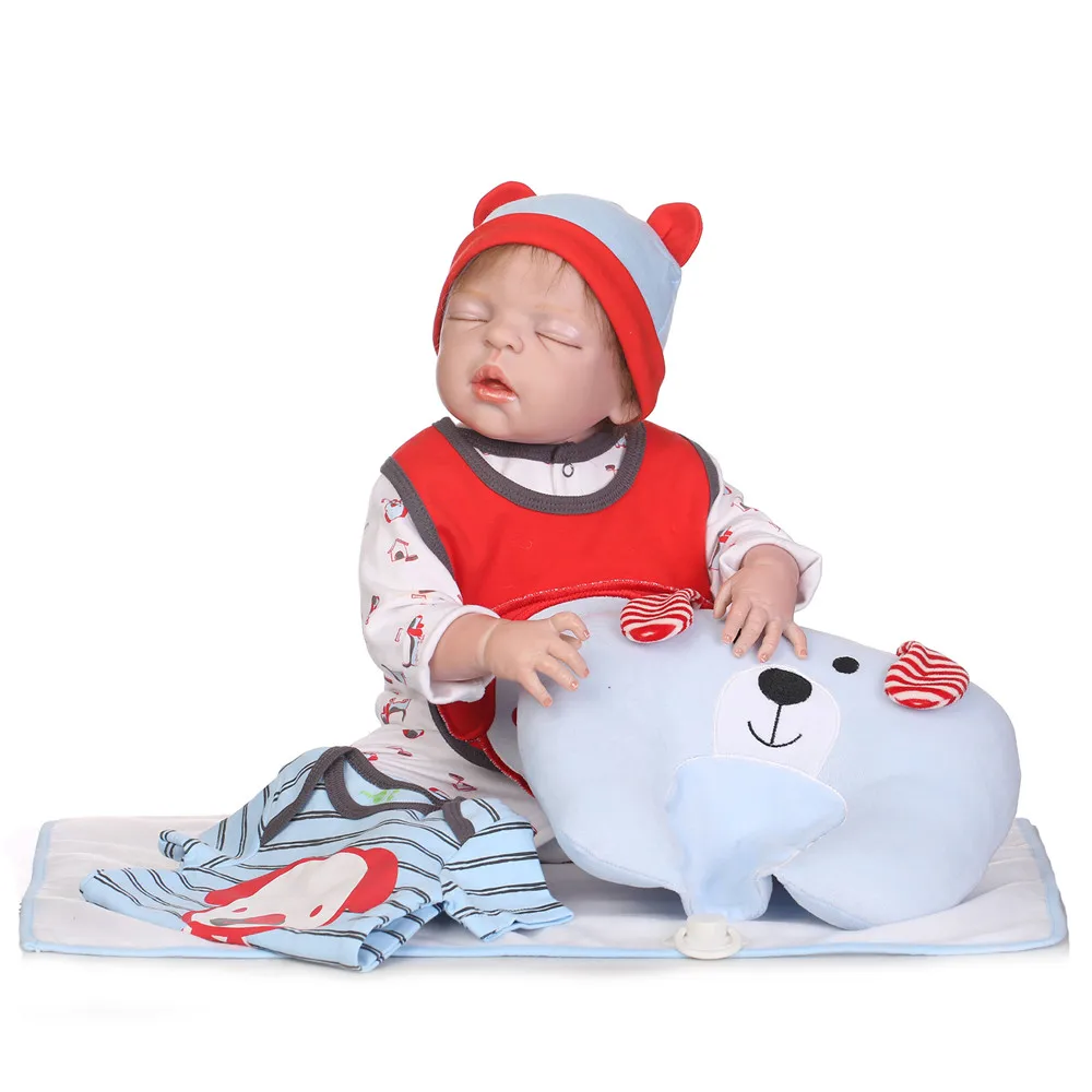 

NPK 57CM bebe Full Silicone Reborn dolls girl Boy Doll Realistic babies alive sleeping dolls can bathe children gift toy doll