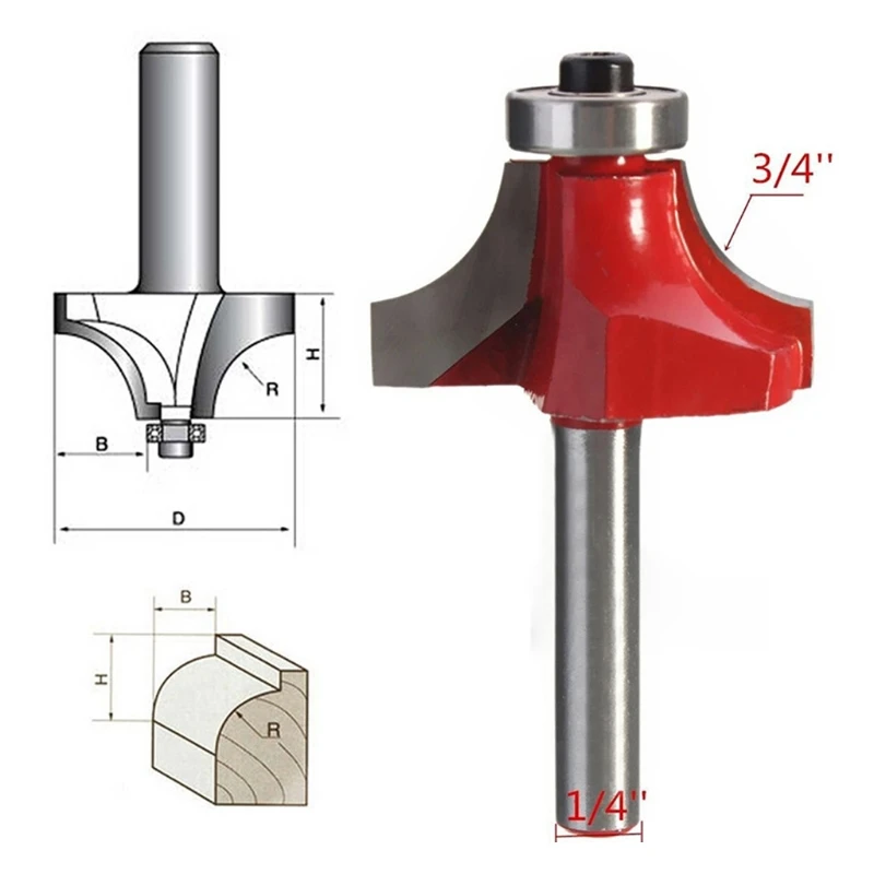 3/4 "Радиус Круглый За маршрутизатор бит долото для обработки древесины инструмент 1/4" для конических фрез высокое качество