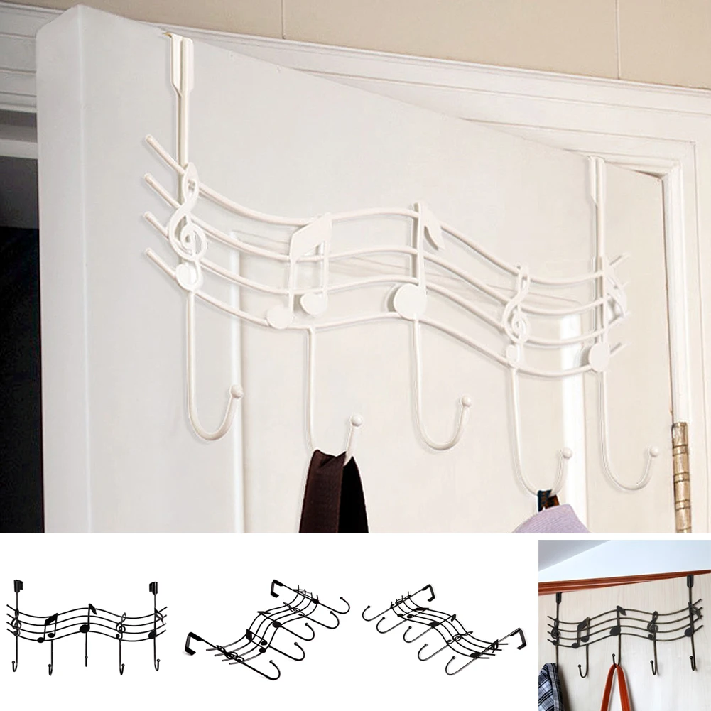 

Musical Score Door Hanger, Musical notes Metal Door Back Coat Clothes Towel Strage Hanger With 5 Hooks (Black,Black)