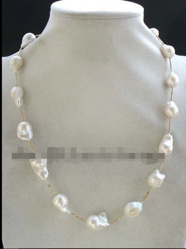 

shipping freshwater pearl white reborn keshi necklace 21" neck1017