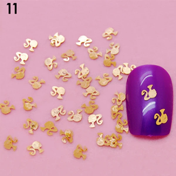 800pcs Bag Girl Head Shape Metal Gold Slice 3d Nail Art Phonecover