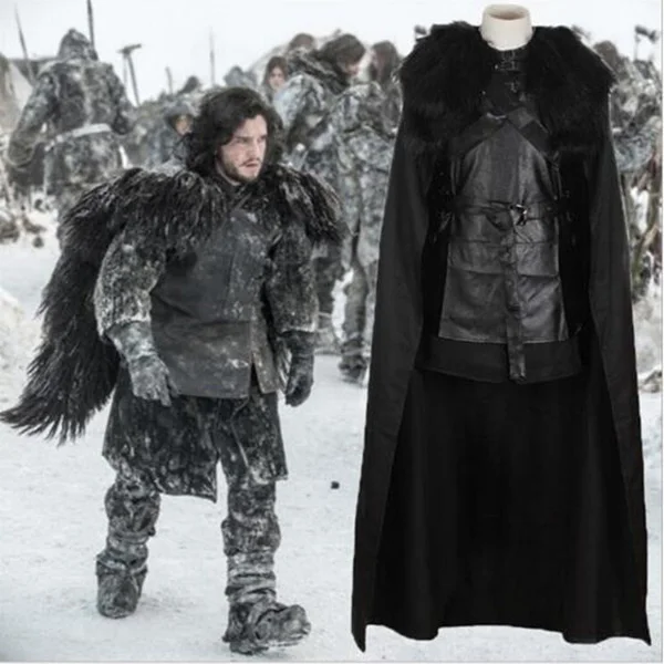 

Game of Thrones Costume Jon Snow Costume Outfit With Coat Halloween Clothing Ault Men Cosplay Costume Full Set Exotic Apparel