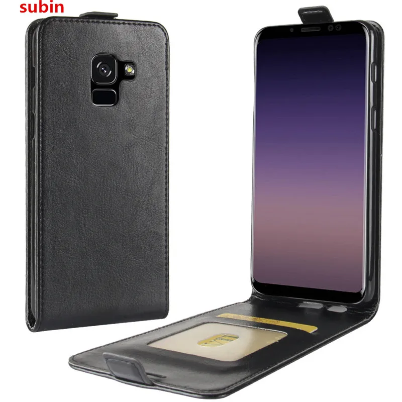 For Samsung Galaxy A8 2018 Case PU Leather Vertical Flip