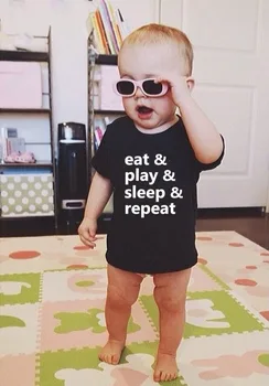 

Eat Play Sleep Repeat Baby Toddler Boys Summer Clothes Top Tee Boy Summer T Shirt Kids Short Sleeve T-shirt Tops Casual Wear