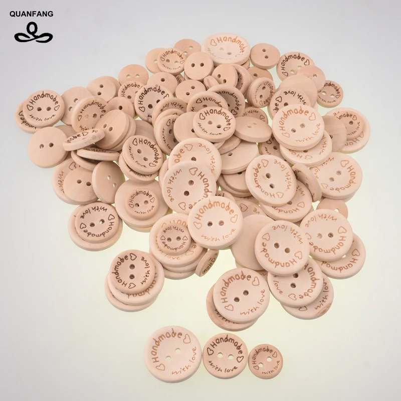 

QUANFANG 2 Holes Wooden Button For DIY Scrapbooking For Patchwork Sewing Decorative Button Crafts Home Decoration Carved Tree