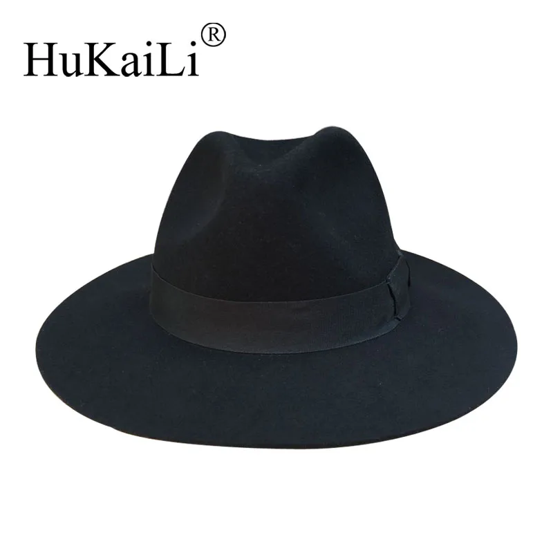 Шерсть, шляпа черный бант лента украшения Джаз шапки шляпы для мужчин и женщин