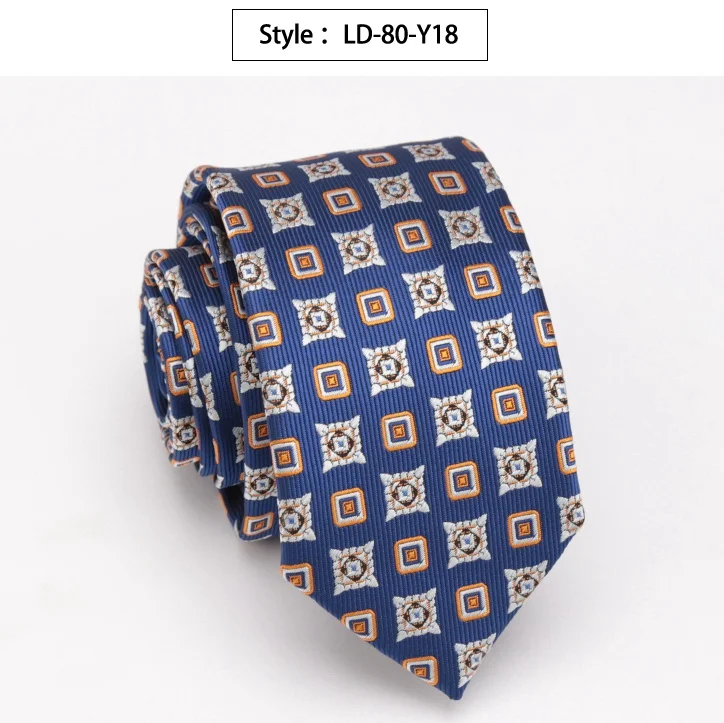 XGVOKH мужской галстук модный жаккардовый роскошный галстук цветок Полосатый плед галстуки для мужчин подарок свадебный деловой ГАЛСТУК - Цвет: LD-80-Y18