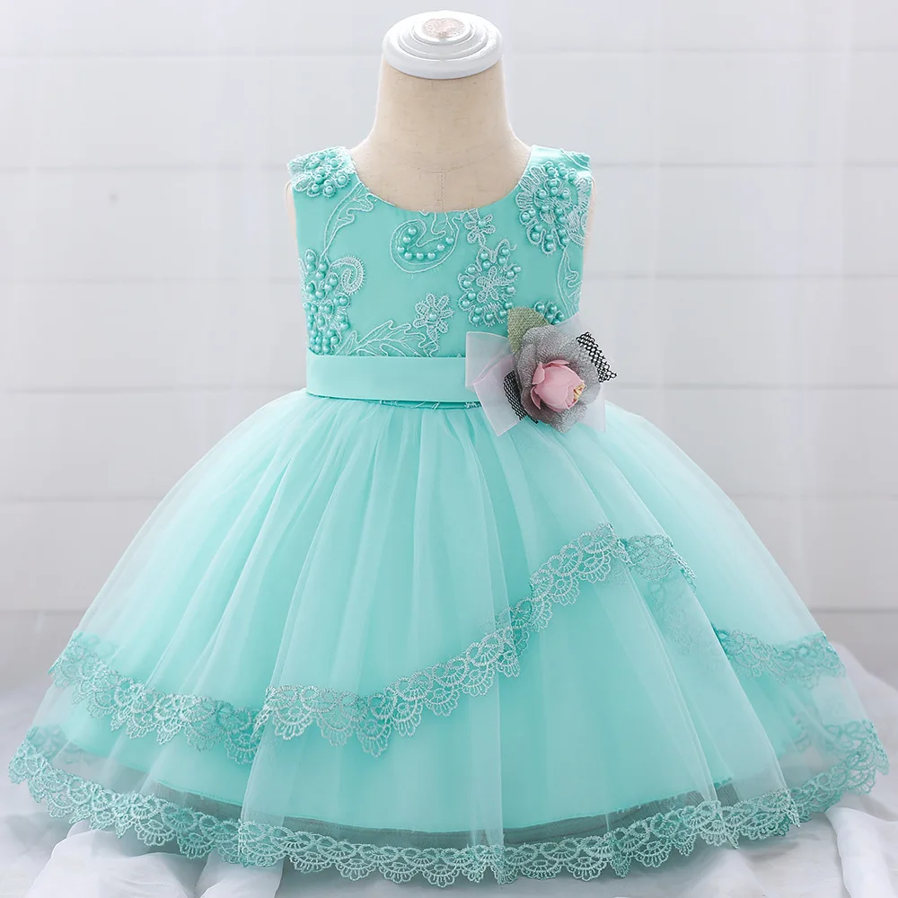 

Lush 2019 Elegant Beading Floral Baptism Baby Dress 1 Year Girl Baby Birthday Dress Princess Party Christening Vestido Bebe