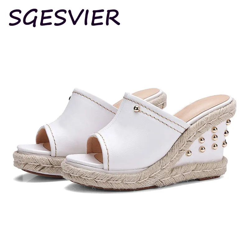 

2017 SGEVIER new arrival summer Women sandals concise casual style woman peep toe platform wedges heel woman sandals sc632