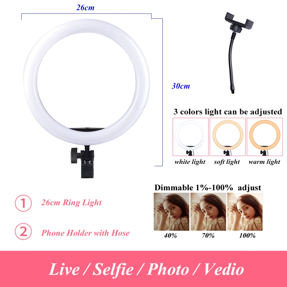 10 &quotзатемненное фотографическое освещение студийное Видео LED кольцо свет 3200 5600K