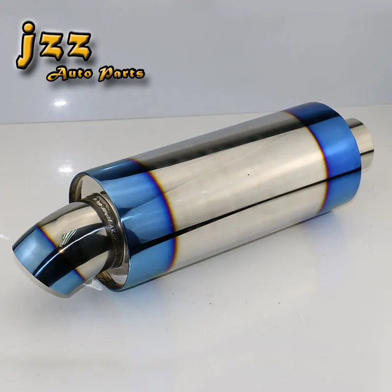 JZZ 304 Stainless Steel 3 Burned Blue muffler car vehicle exhaust Silencer 2 inlet exhaust tip