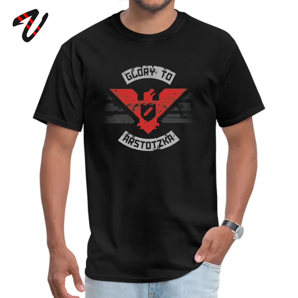 100% Cotton Mens Short Sleeve Glory to Arstotzka Top T-shirts Summer Tops & Tees Special Cool O Neck T Shirt Drop Shipping Glory to Arstotzka -14134 black