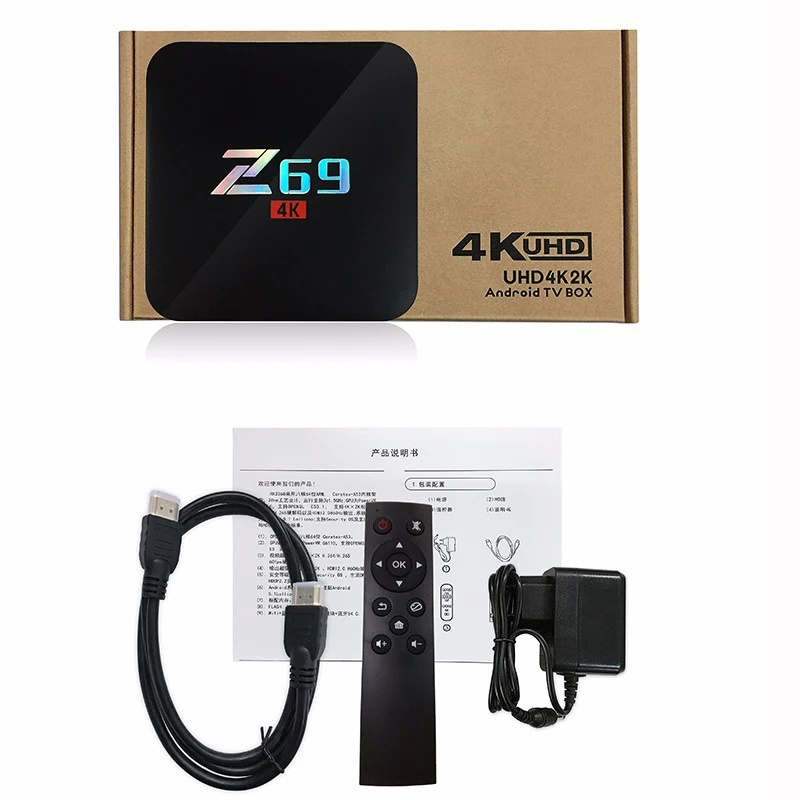 ТВ приставка Android 6 0 Amlogic S905x четырехъядерный процессор 2 Гб ОЗУ 16 ПЗУ WIFI LAN USB3.0 H.265 Z69