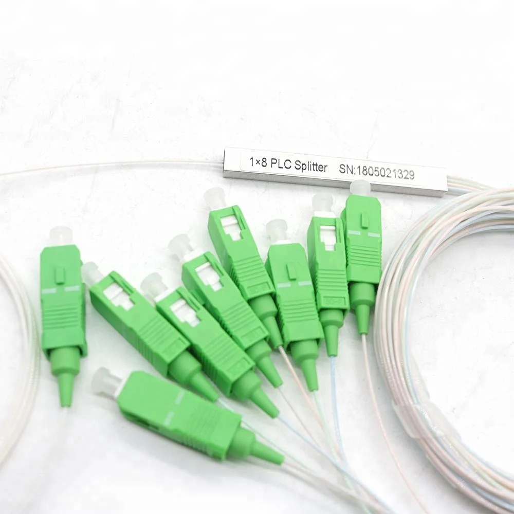 

SCAPC 1X8 FTTH Fiber Optic Splitter FBT Optical Coupler 1X8 SC Singlemode simplex Steel Pipe plc optical splitter