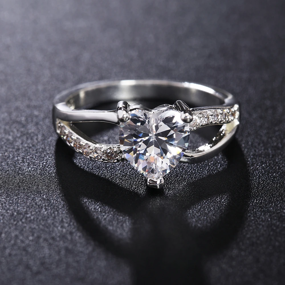 

Princess Style CZ Zircon Silver Ring Women lady gift Jewelry Engagement Wedding Austrian Crystal cute noble stamped, R511