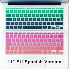 Batianda(TM) градиентная зеленая розовая клавиатура тип кожи Macbook Air 11 дюймов Мексика Чили испанский силиконовый чехол для клавиатуры