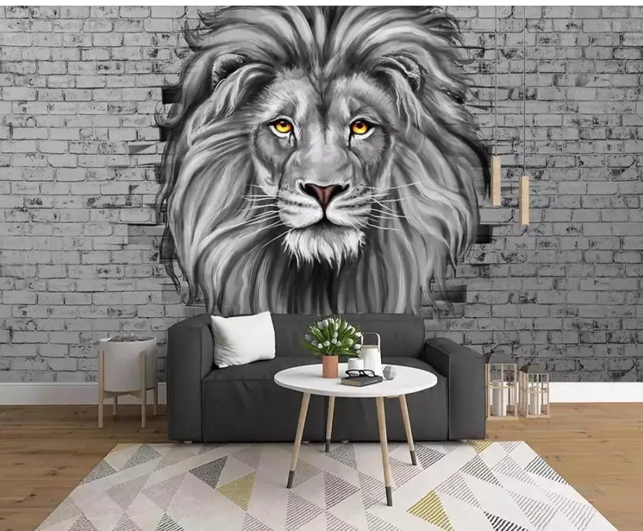 Custom Any Size Mural Wallpaper Lion 3d modern Nordic background wall decorative painting Wallpaper 3d Mural For Living Room Custom Any Size Mural Wallpaper Lion 3d modern Nordic background wall decorative painting Wallpaper 3d Mural For Living Room
