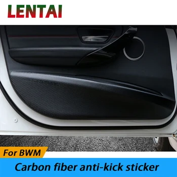 

LENTAI 4x Car Styling Carbon Fiber Interor Door Anti Kick Pad Satety Mat Stickers For BMW F30 3 Series M Performance Accessories
