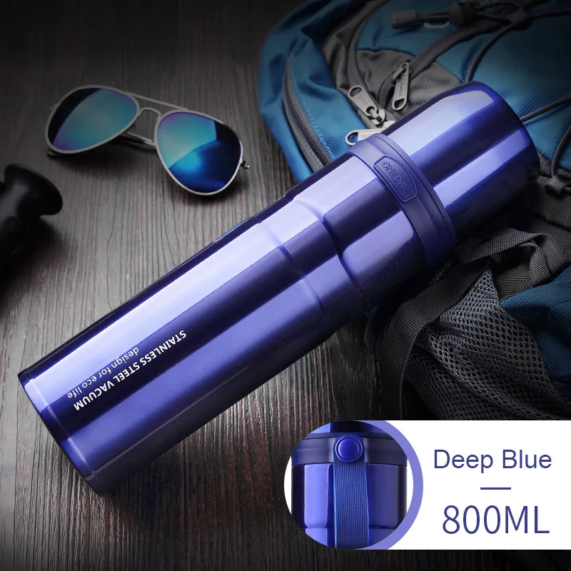 ONEDAY 800 мл термосы из нержавеющей стали термос чашка с фильтром спортивный термос с заваркой походный термос - Цвет: Dark Blue